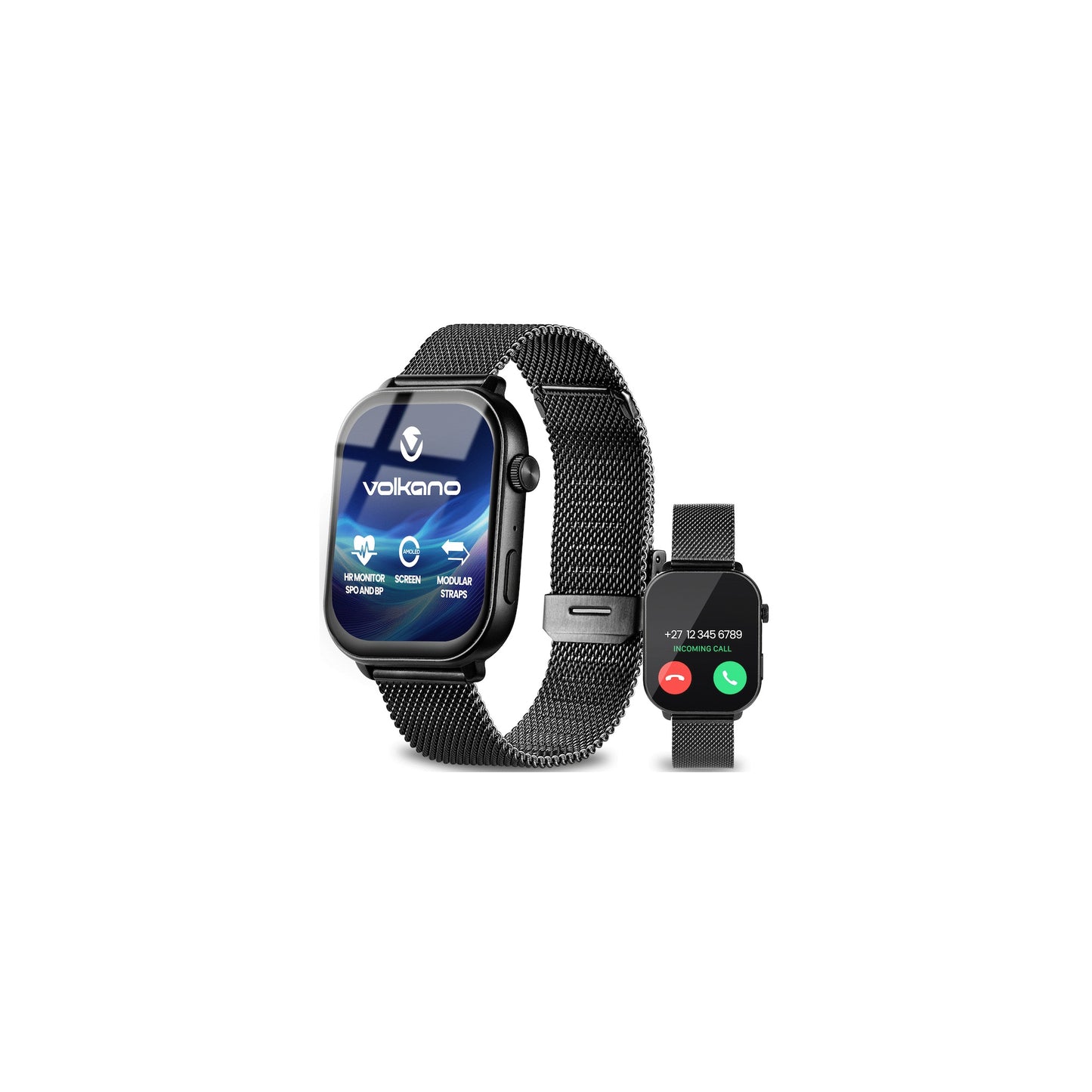 Volkano Trinity Series Smartwatch With Metal Mesh Strap - Black - Everyday Elektronics South Africa