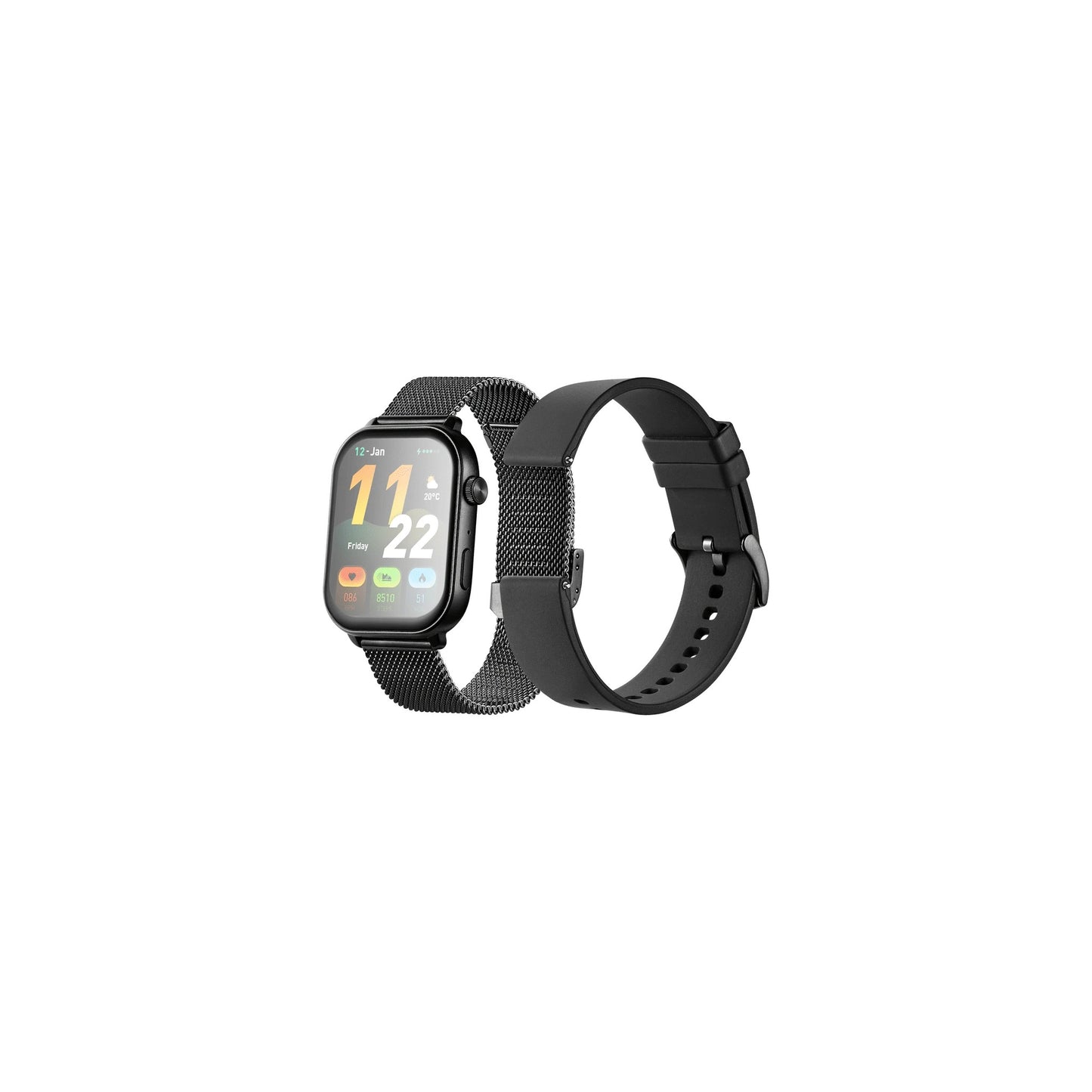 Volkano Trinity Series Smartwatch With Metal Mesh Strap - Black - Everyday Elektronics South Africa