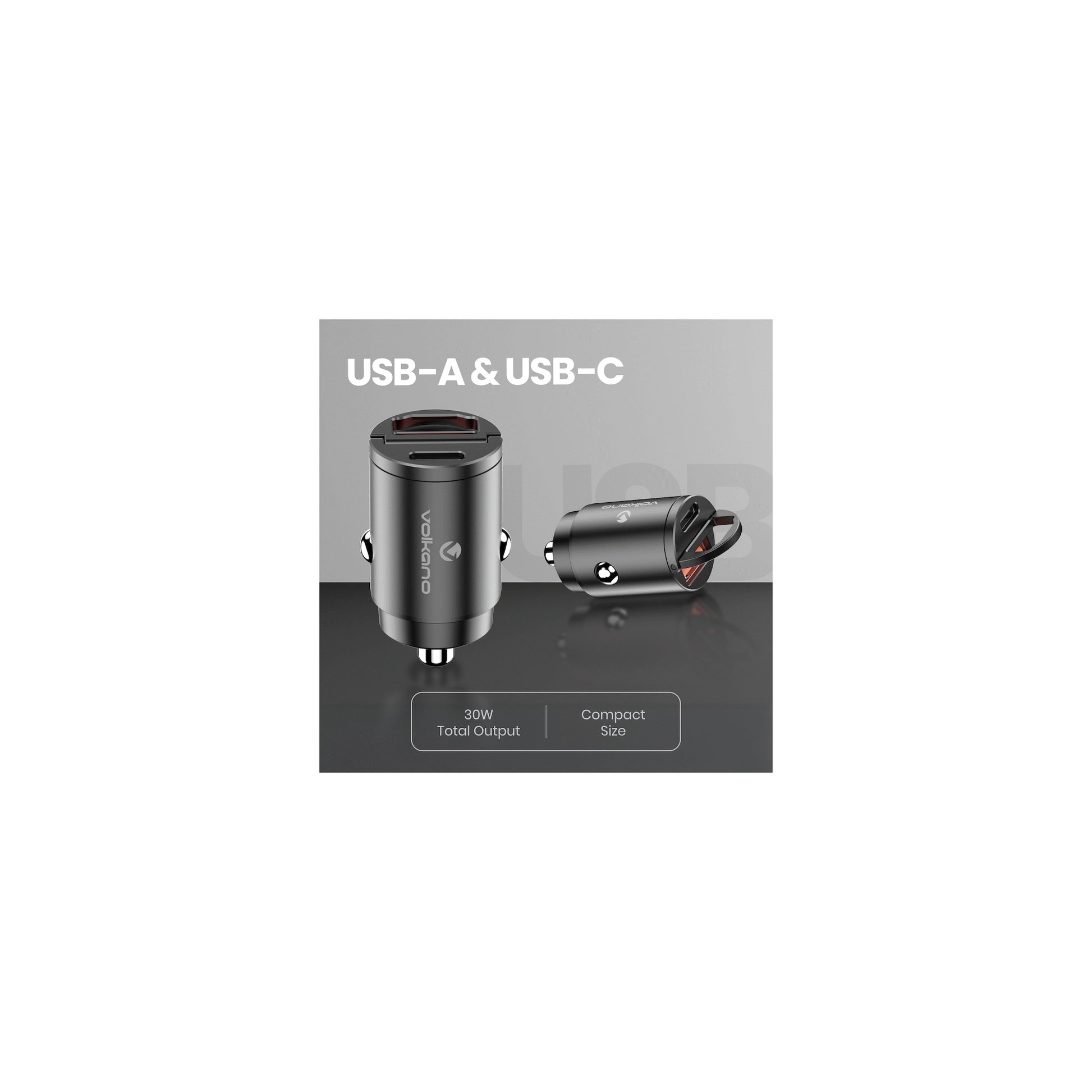 Volkano Obscurix Series 30W Pd Dual Usb A And Usb C Ultra Small Car Charger - Everyday Elektronics South Africa