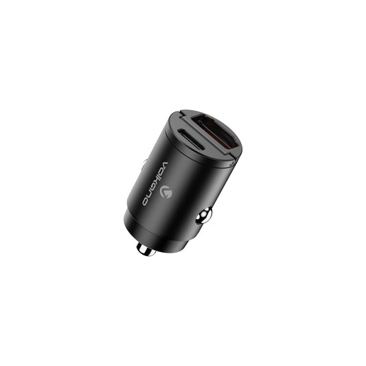 VOLKANO VEILIX SERIES 45W PD DUAL USB A AND USB C ULTRA SMALL CAR CHARGER BLACK