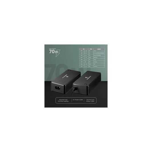 VOLKANO OMNI PLUS UNIVERSAL 70W LAPTOP CHARGER WITH 12V OUT