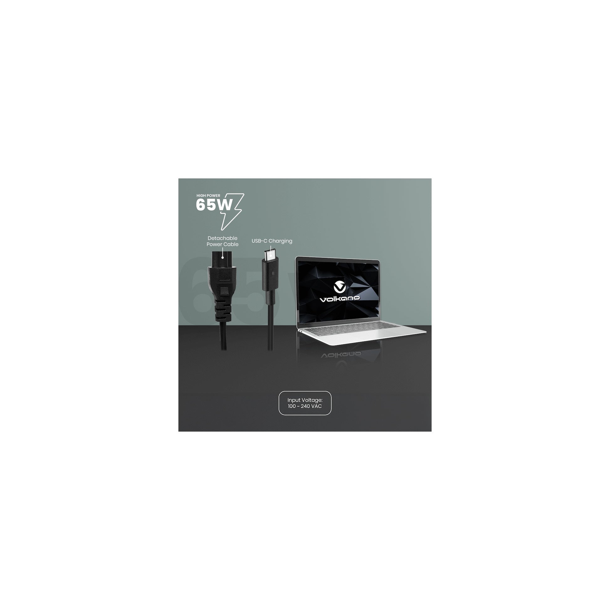Volkano Brio Slimline Series Type C 65W Laptop Charger - Everyday Elektronics South Africa