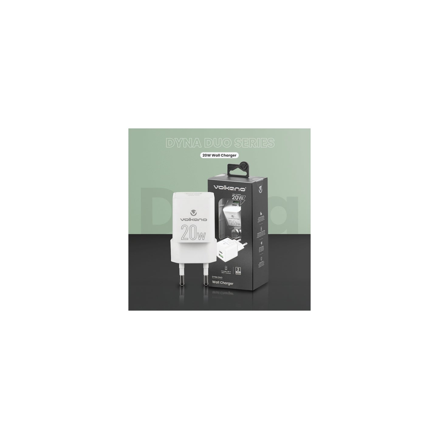 Volkano Dyna Duo 20W Pd Qc 30 Wall Charger - Everyday Elektronics South Africa