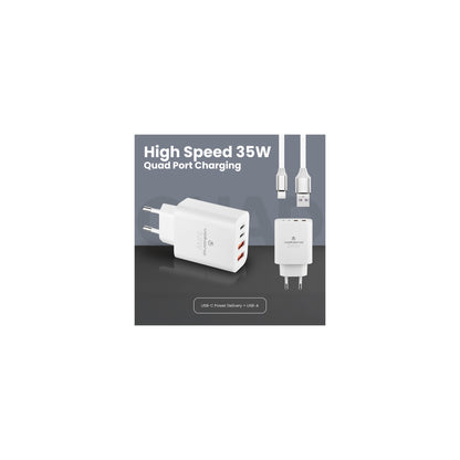 Volkano Quad Series 2X Pd Usb C 2X Usb A 3A 35W Wall Charger - Everyday Elektronics South Africa