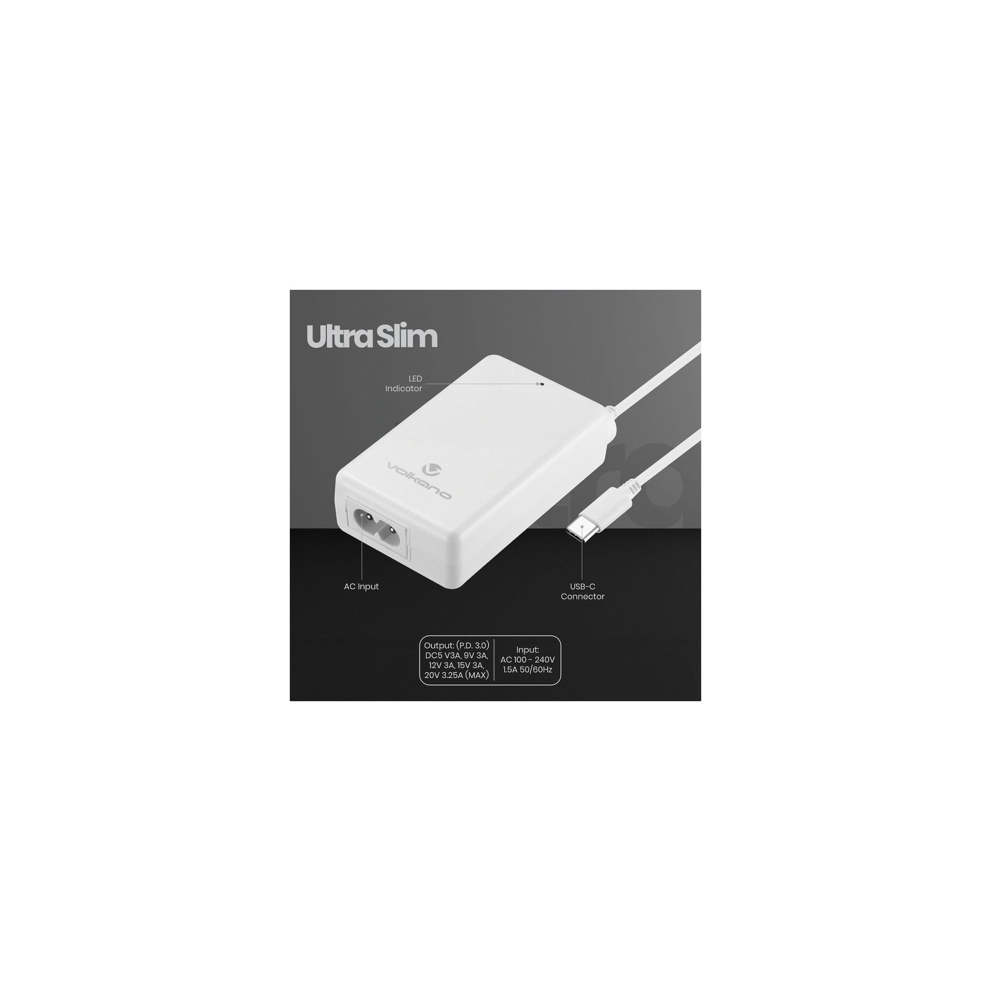 Volkano Brio Traveller Compact 65W Gan Laptop Charger - Everyday Elektronics South Africa