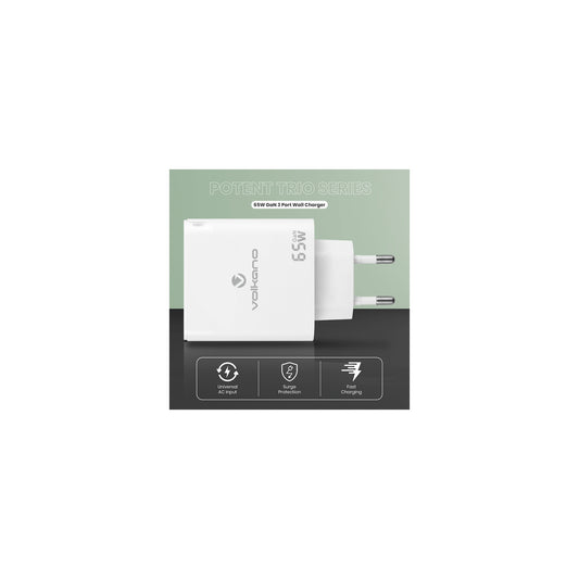 VOLKANO POTENT TRIO 65W GAN 3 PORT WALL CHARGER