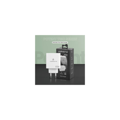 Volkano Potent Trio 65W Gan 3 Port Wall Charger - Everyday Elektronics South Africa