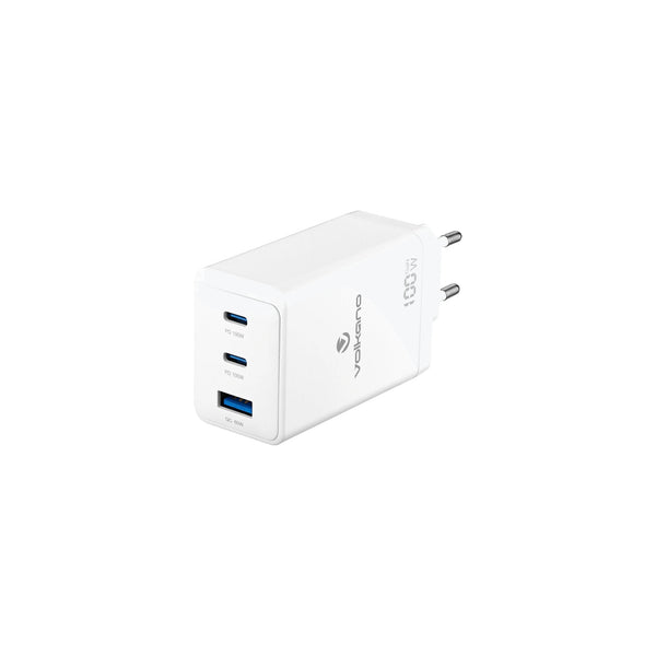 Volkano Wattpro Series Triple Port 100W Gann Wall Charger - White - Everyday Elektronics South Africa