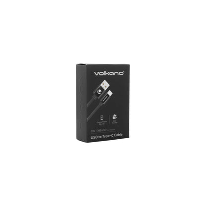 Volkano On The Go Usb To Type C 18W Braided 1M Cable Black - Everyday Elektronics South Africa