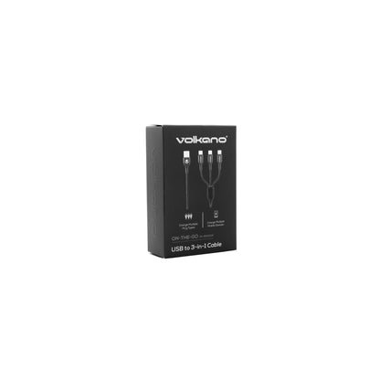 Volkano On The Go 3 In 1 1M Braided Cable Black - Everyday Elektronics South Africa