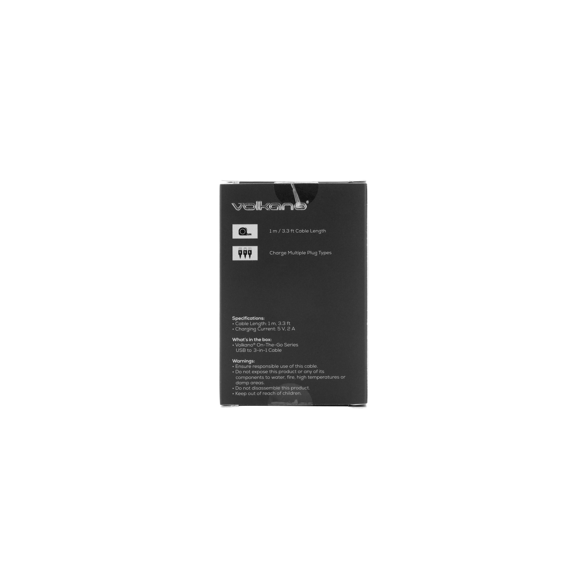 Volkano On The Go 3 In 1 1M Braided Cable Black - Everyday Elektronics South Africa