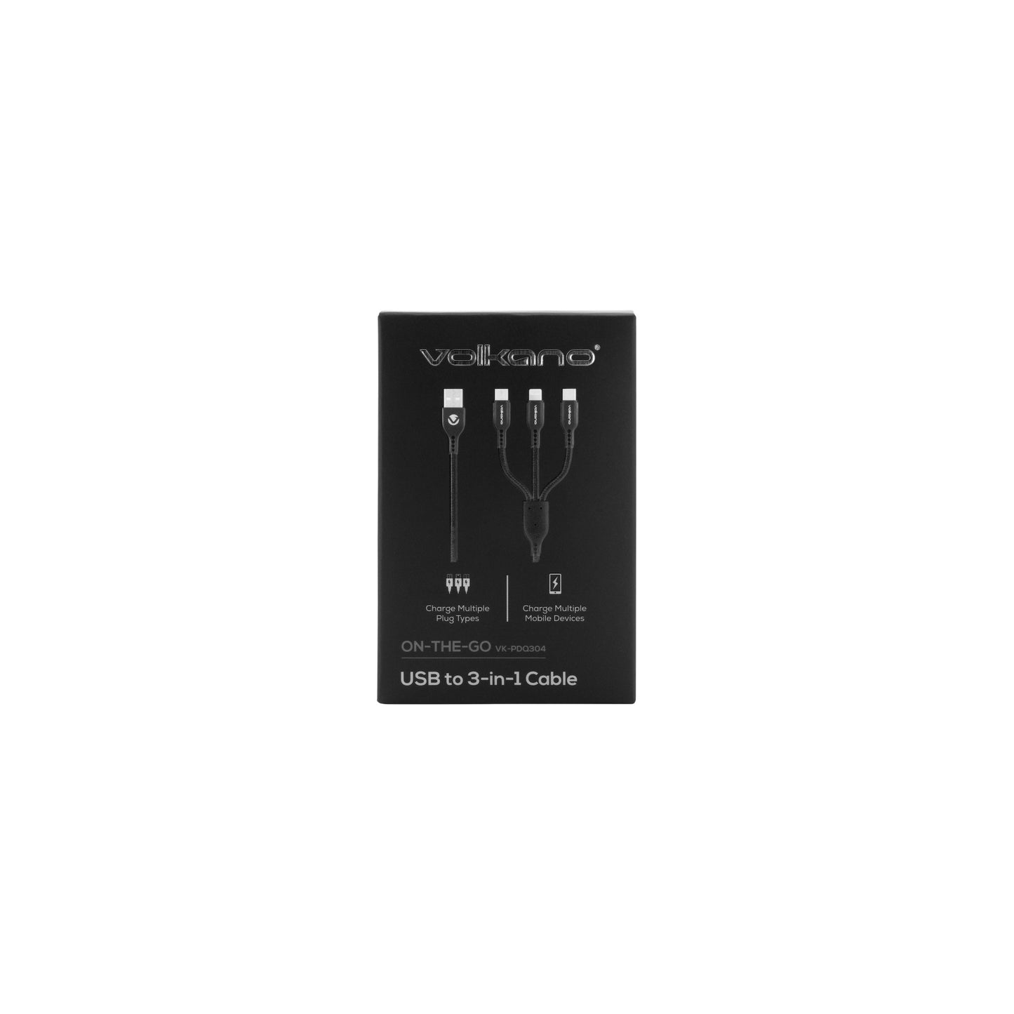 Volkano On The Go 3 In 1 1M Braided Cable Black - Everyday Elektronics South Africa