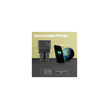 VOLKANO GLOBETROTTER SERIES 25W DUAL USB TYPE C MINI TRAVEL ADAPTOR