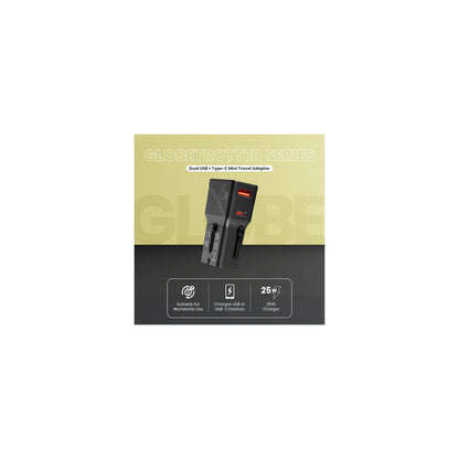 VOLKANO GLOBETROTTER SERIES 25W DUAL USB TYPE C MINI TRAVEL ADAPTOR