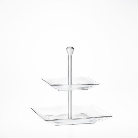 MODI' 2-TIERED TRAY W/METAL STAND