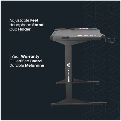 Fortress Gaming Desk with RGB Lights, Cup Holder