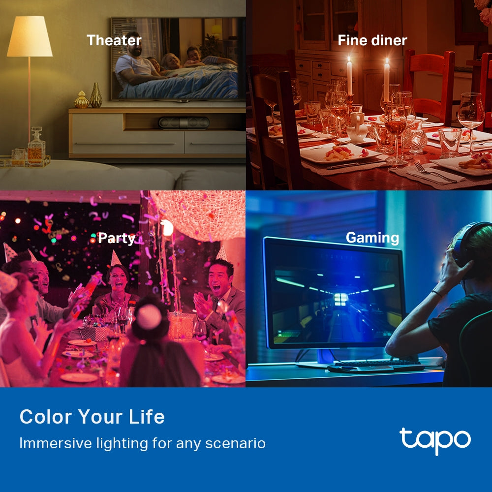 TP-Link Tapo L530E (4-Pack) Smart Wi-Fi Light Bulb - Multicolor