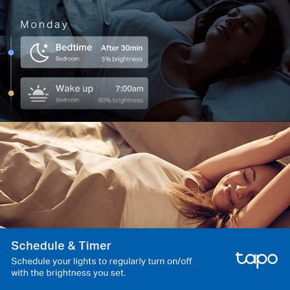 TP-Link Tapo L530E 2 Pack 8.7w Smart Wi-Fi Warm White Light Bulb, Dimmable, A60, E27